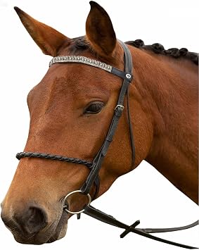 Saddlesworld Fancy Brown Leather Center Pink Pearl with Clear Crystals Browband - Cob Size
