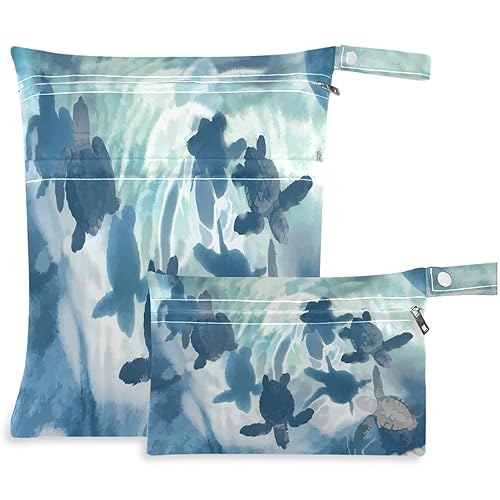 Miniatura 10 de visesunny Seta dibujada a mano, 2 bolsas húmedas con bolsillos con cremallera, lavable, reutilizable, espaciosa para viajes, playa, piscina