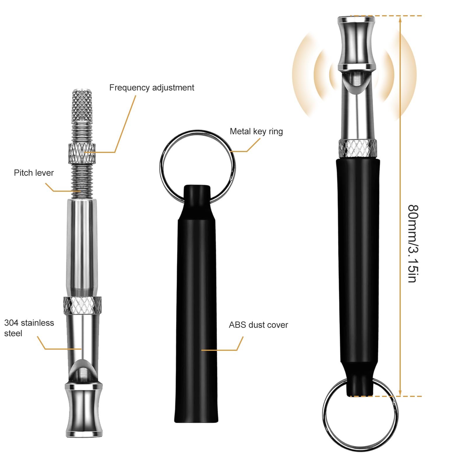 ZUOQIANG 2 PCS Sifflet Ultrason Chien, Sifflet Ultrason Chien Anti Aboiement, Sifflet Chien Rappel avec Lanière, Sifflet Chien Rappel, Sifflet pour Chien à Haute Fréquence