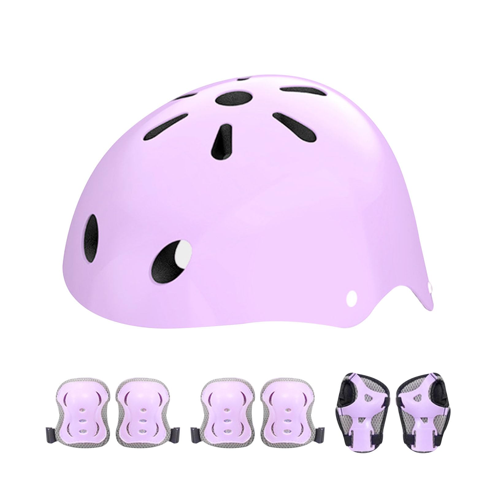 Beauenty Helmet and Pads Set, 3-8 Kid Adjustable Cycling Bike Helmet Set Knee & Elbow Pads Wrist Guards Protective Gear for Multi-Sport Rollerblading Skating Scooter Roller Skating Gear (Purple)