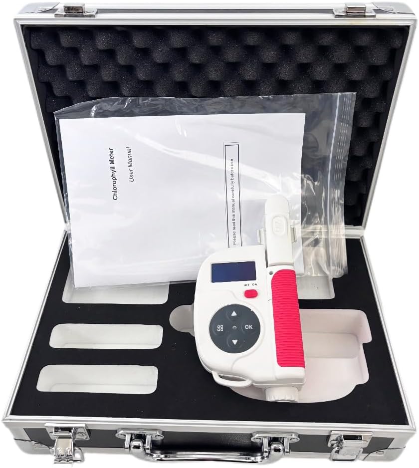 Chlorophyll Tester Meter for Chlorophyll Measurement with Range Chlorophyll 0.0-99.9SPAD Nitrogen 0.0-99.9mg/g for Nitrogen Chlorophyll Leaf Temperature Humidity