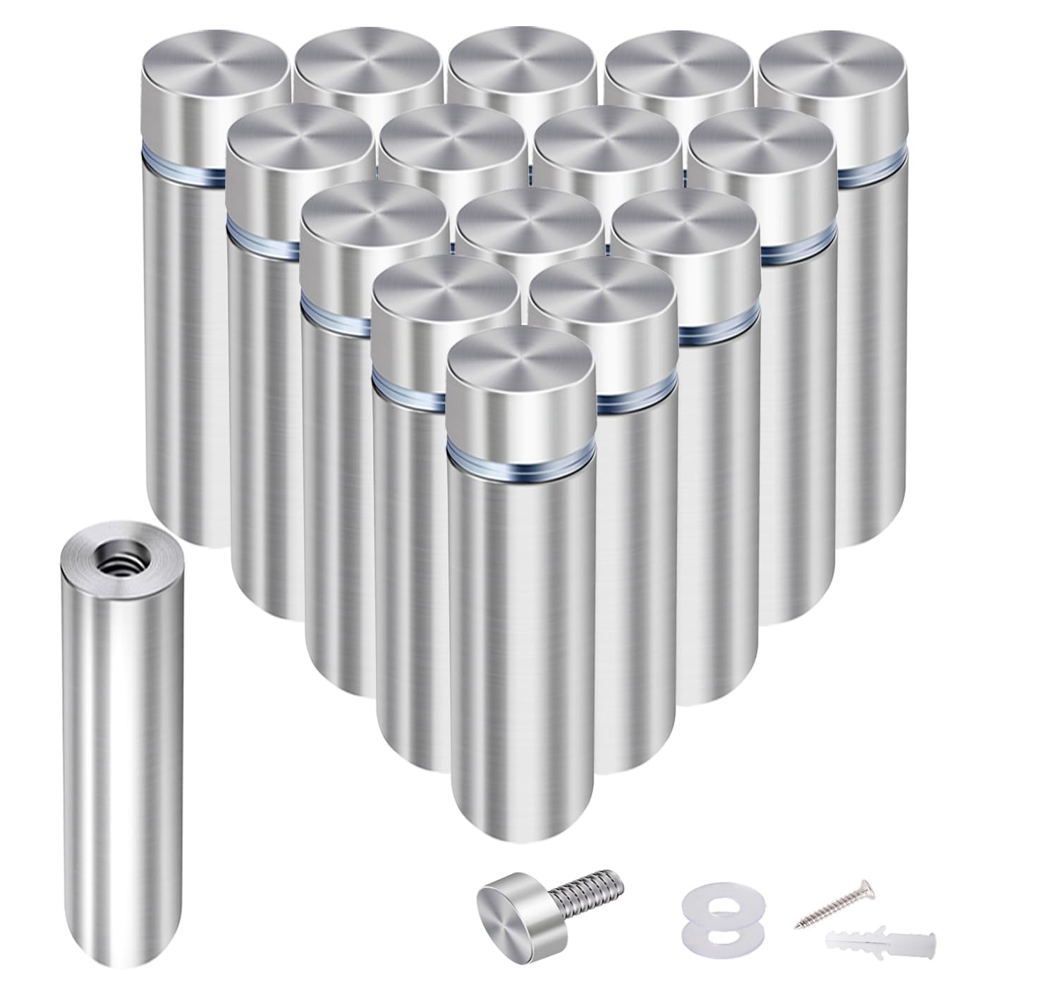 Osring 3/4” Dia x 3 1/5” L Standoffs Screws for Acrylic, Silver Sign Standoff Wall Mounts Hardware 16 Pack, Stainless Steel Stand Off Holder for Glass Board and Signage