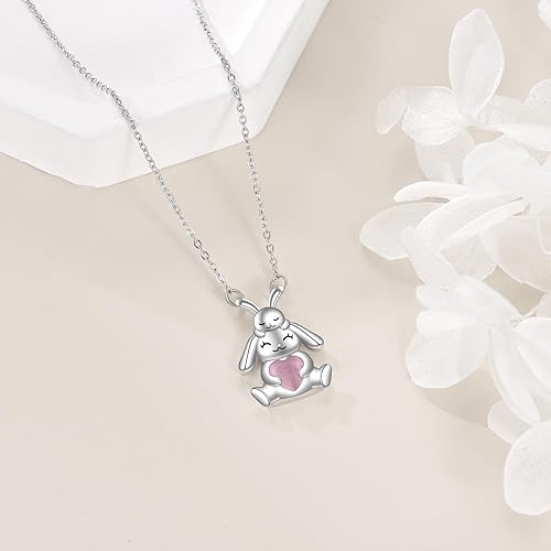 Miniatura 4 de Collar de gato de plata de ley con colgante de gato con perlas de cuarzo rosa, regalos para mujeres amantes de los gatos