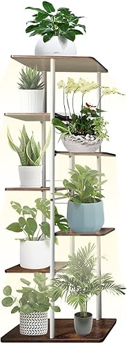 Miniatura 1 de Soporte de metal para plantas con luces de crecimiento, múltiples macetas, soporte para maceta, estante para patio, jardín, esquina, balcón, sala de