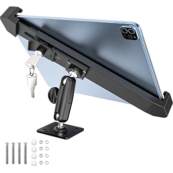 Lockable Drill Base Tablet Holder Car Dashboard Robust Tablet Holder Car with Lock and Key Lockable Stand for iPad 11 Air Mini ELD Galaxy Tab 7-11 Inch Devices