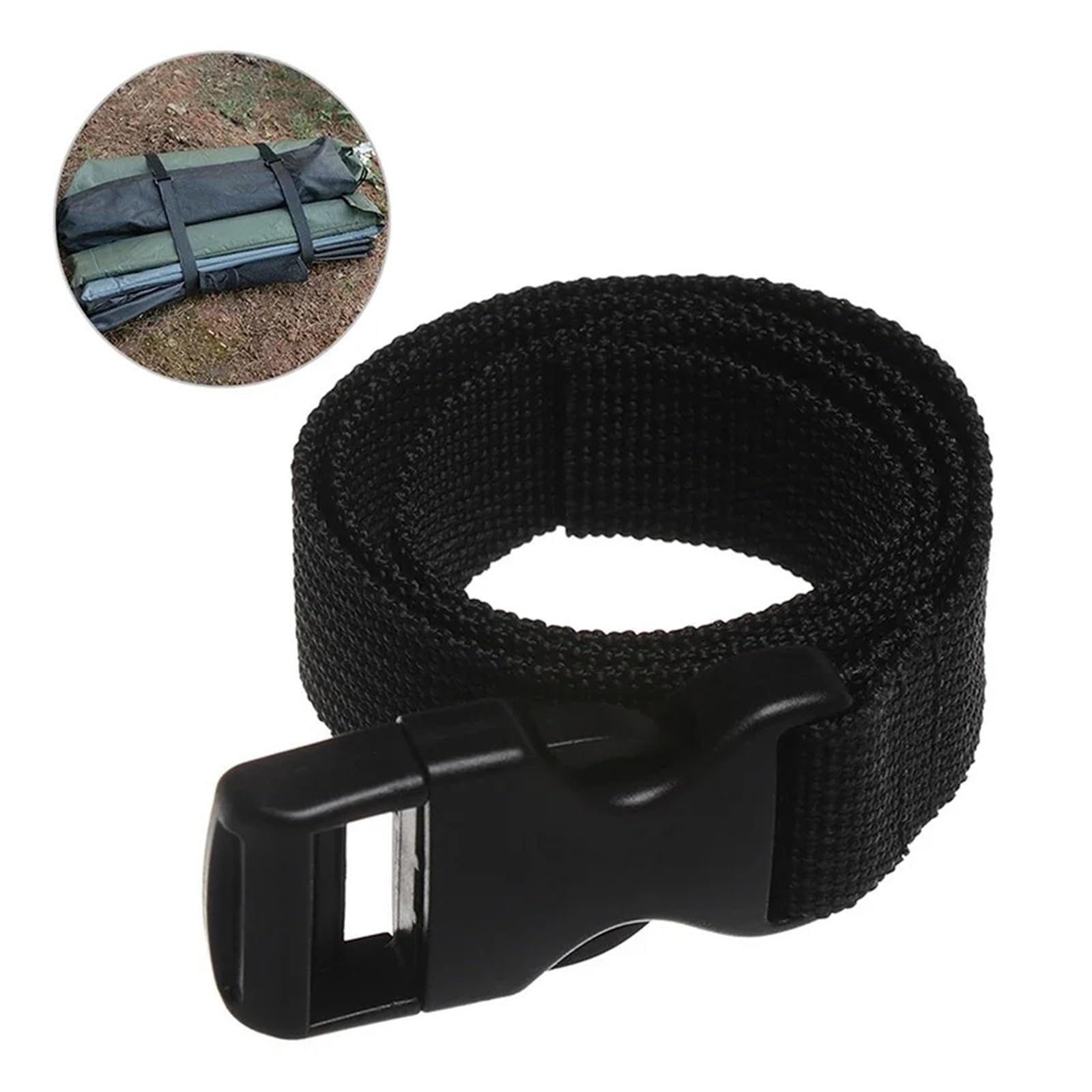 Cinghia di fissaggio for bagagli da viaggio in nylon nero con fibbia a camma, kit, strumento campeggio all'aperto(1m)