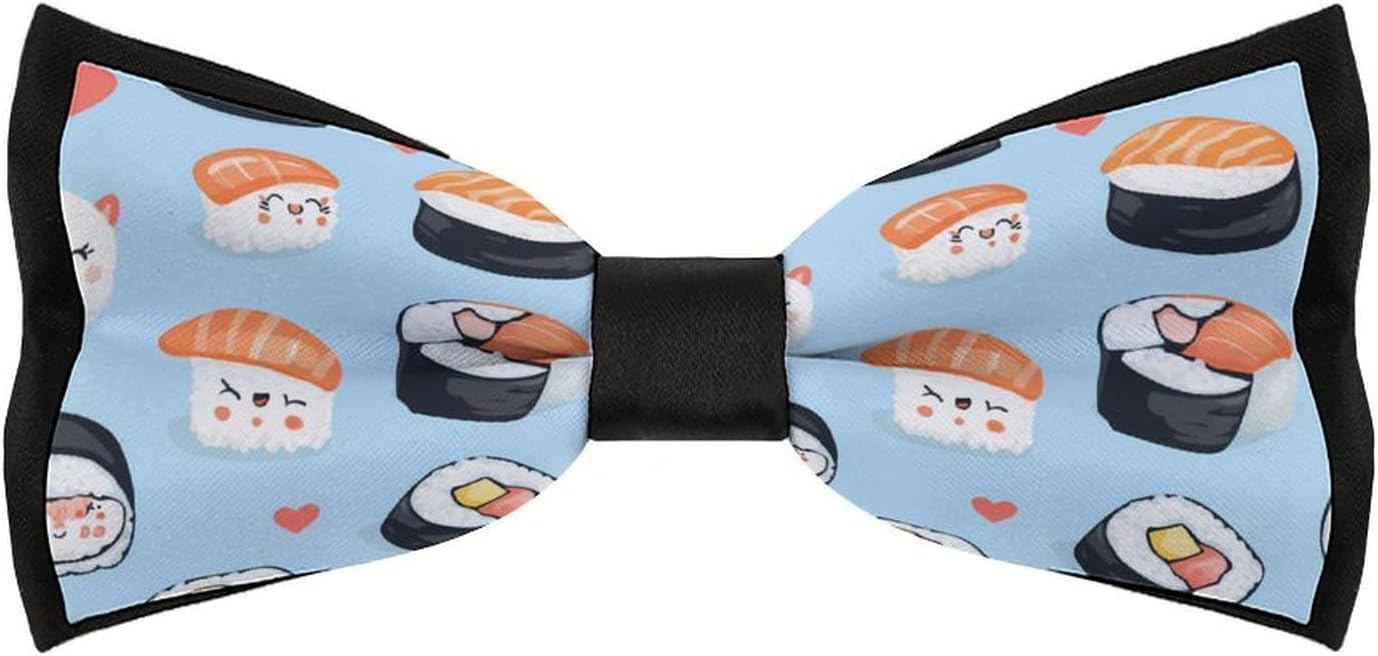 Cute Sushis Bow Ties for Men Fun Printed Pre Tied Adjustable Bowtie for Party Wedding
