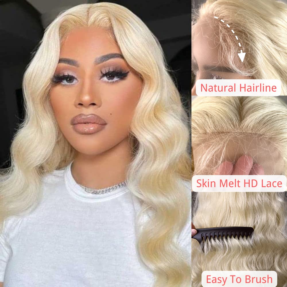 32 Inch 613 Synthetic Lace Front Wig Long Blonde Wig Glueless13x6 Lace Front Blonde Wigs For Black Women Loose Wave HD Lace Front Wigs Pre Plucked With Baby Hair
