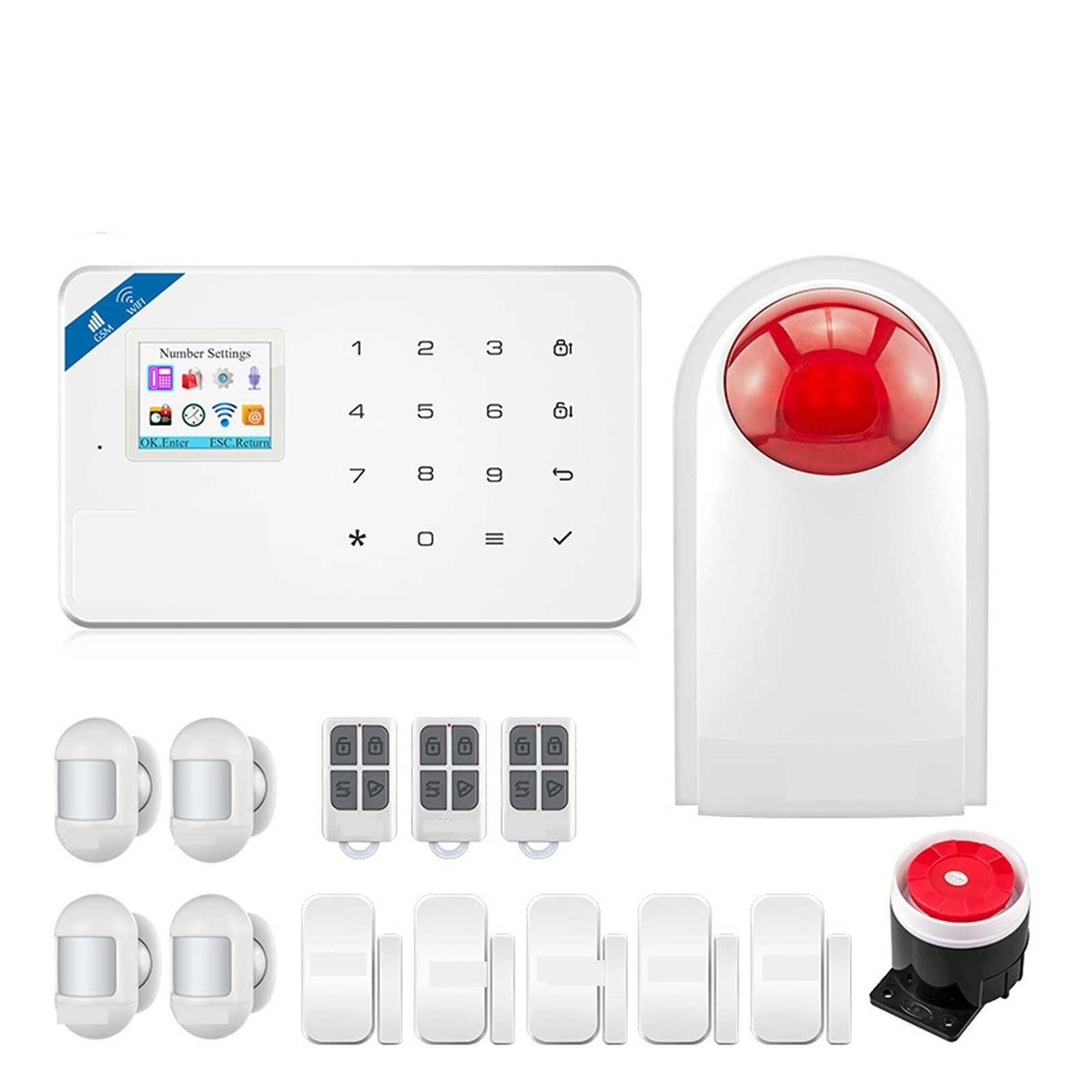 Sistema di Allarme di Sicurezza Domestica, SWIFI gsm Ecurity di Allarme Smart Tuya Lavoro for la Sicurezza Domestica Rilevatore Movimento antifurto Kit sensore for Finestra(Kit 3)