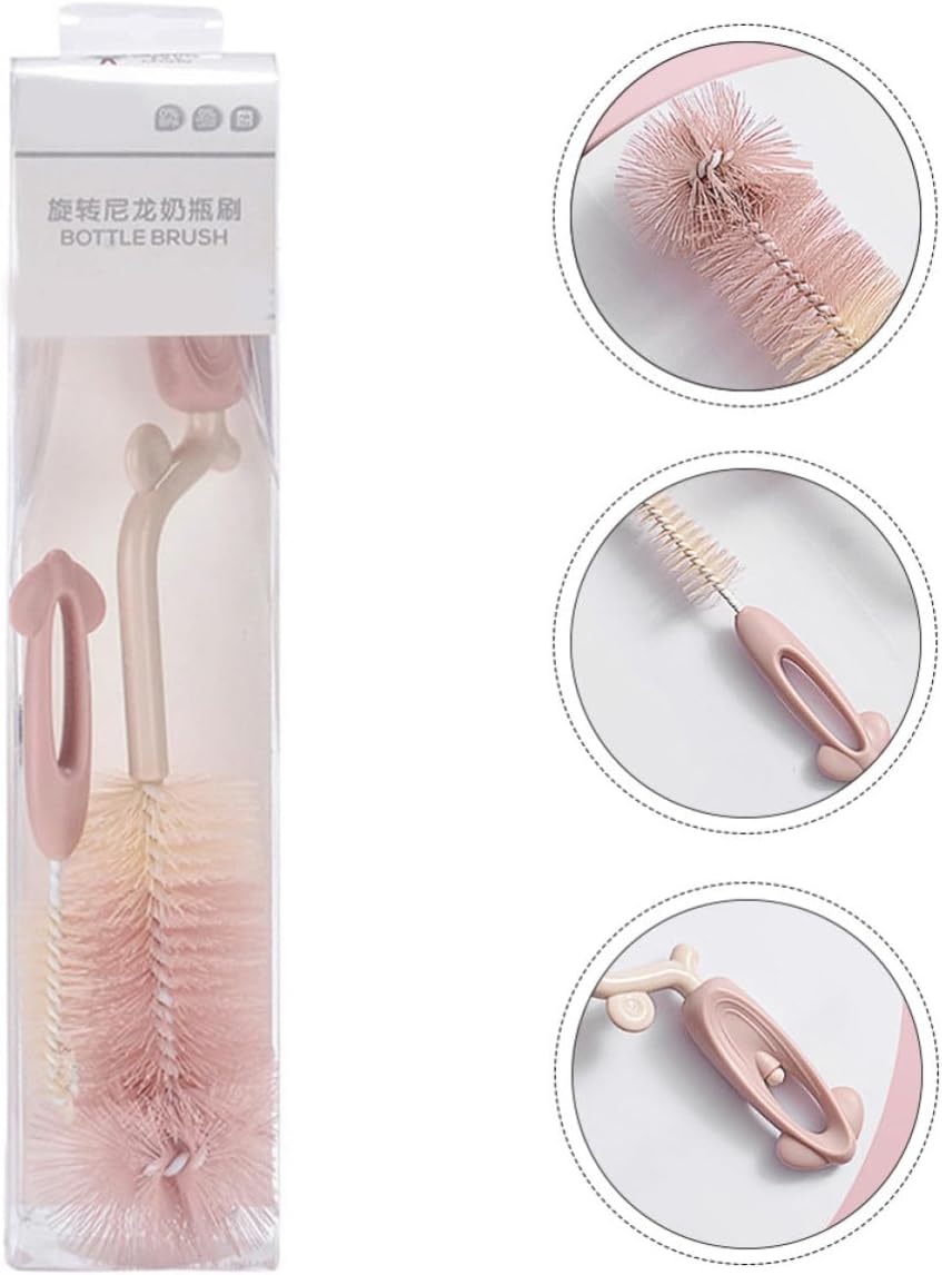 Nylon 360° Rotating Pacifier Cleaning Brush with Long Handle for Bottles Gentle on Bottle Surface and Pacifier Cleaning