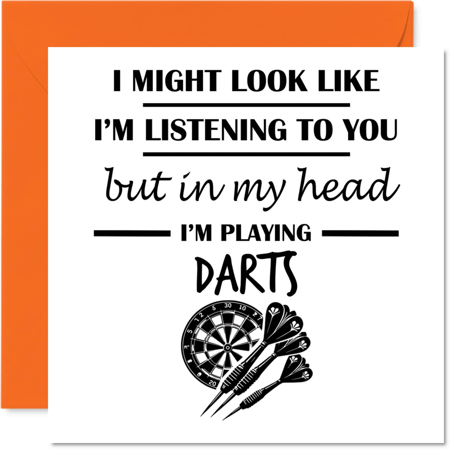 Darts Birthday Card for Men Women - In my Head - Happy Birthday Card for Colleague Grandma Cousin Neighbour, 145mm Bday Greeting Cards