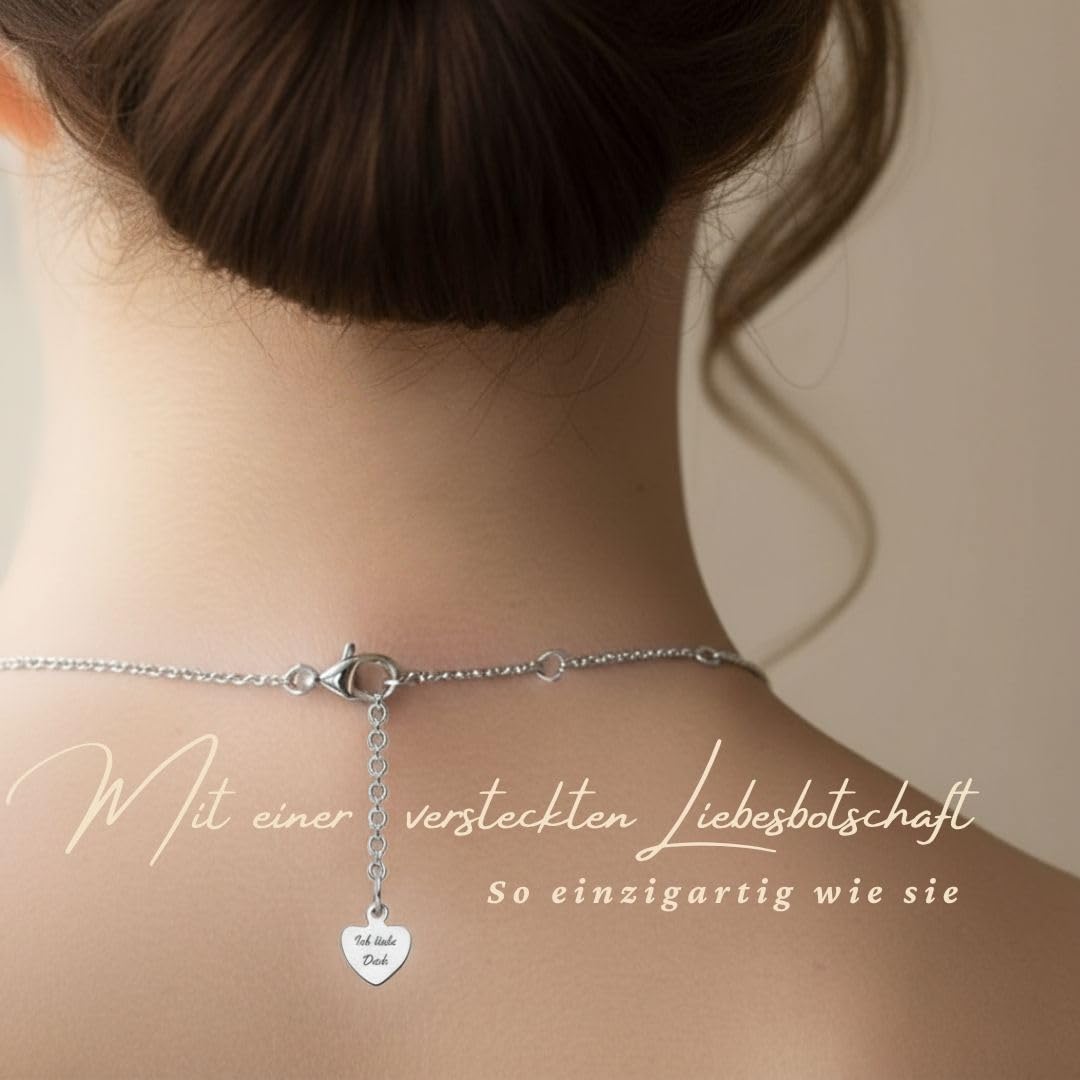 Herzkette Silber 925 / Gold vergoldet Halskette Damen *Ich Liebe Dich* Kette Silberkette Herzanhänger Herz Schmuck nickelfrei Geschenke Frauen Freundin Sie zum Geburtstag Hochzeitstag Jahrestag