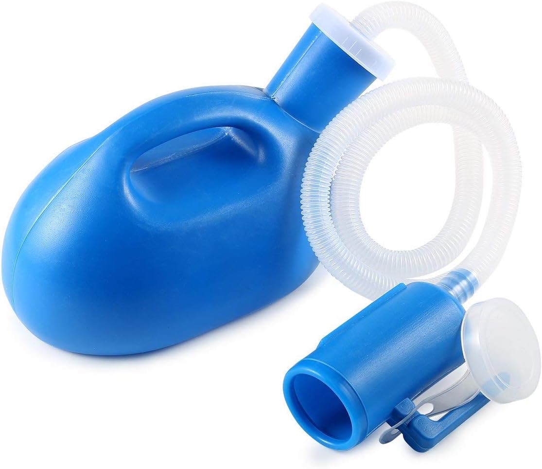 Male Urinal Portable Plastic Pee Bottle，Environmental Protection Portable Plastic Spill-Proof Urinal for Old Man，Hospital，Home，Camping，Car，Travel Urine Collector 2000ml (Blue with lengthening Tube) : Health & Household