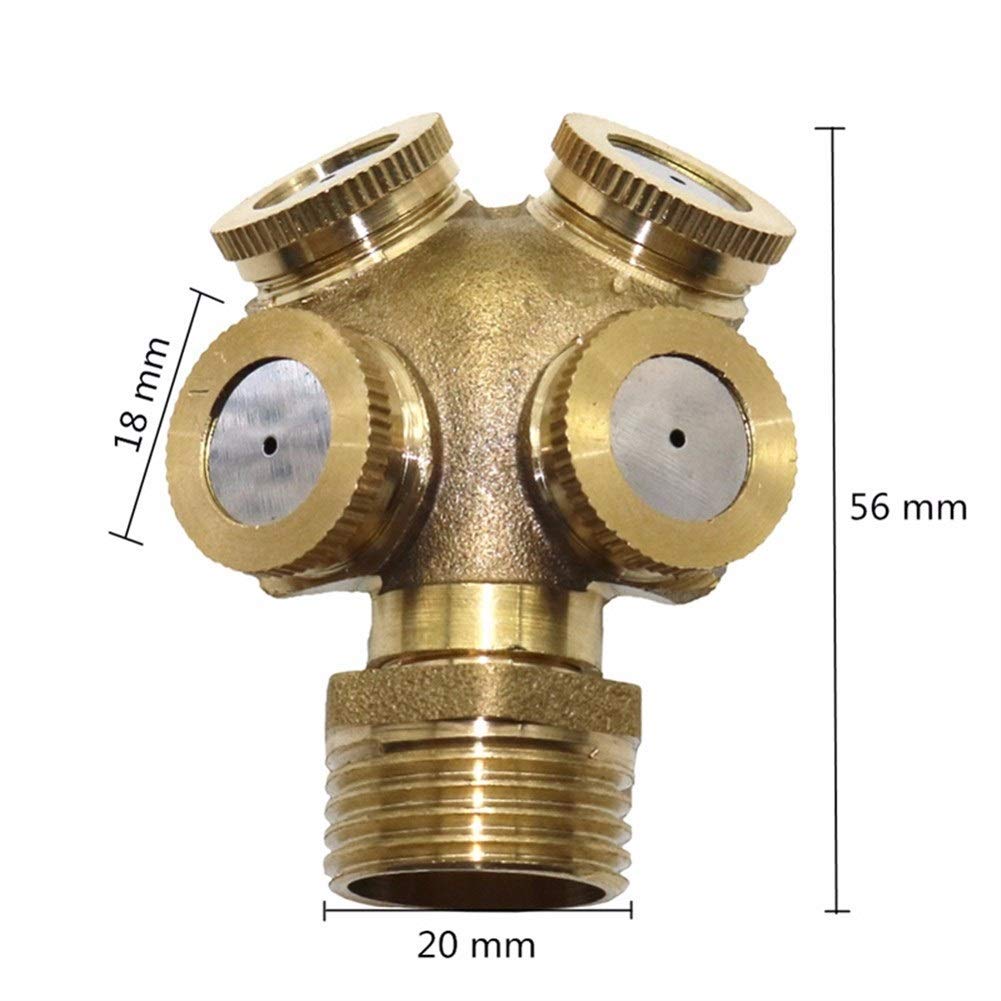 1 Stück Einstellbare Sprühnebeldüse aus Messing mit 4 Loch Garten Sprinkler Bewässerungssystem Home Bewässerung Gartengeräte