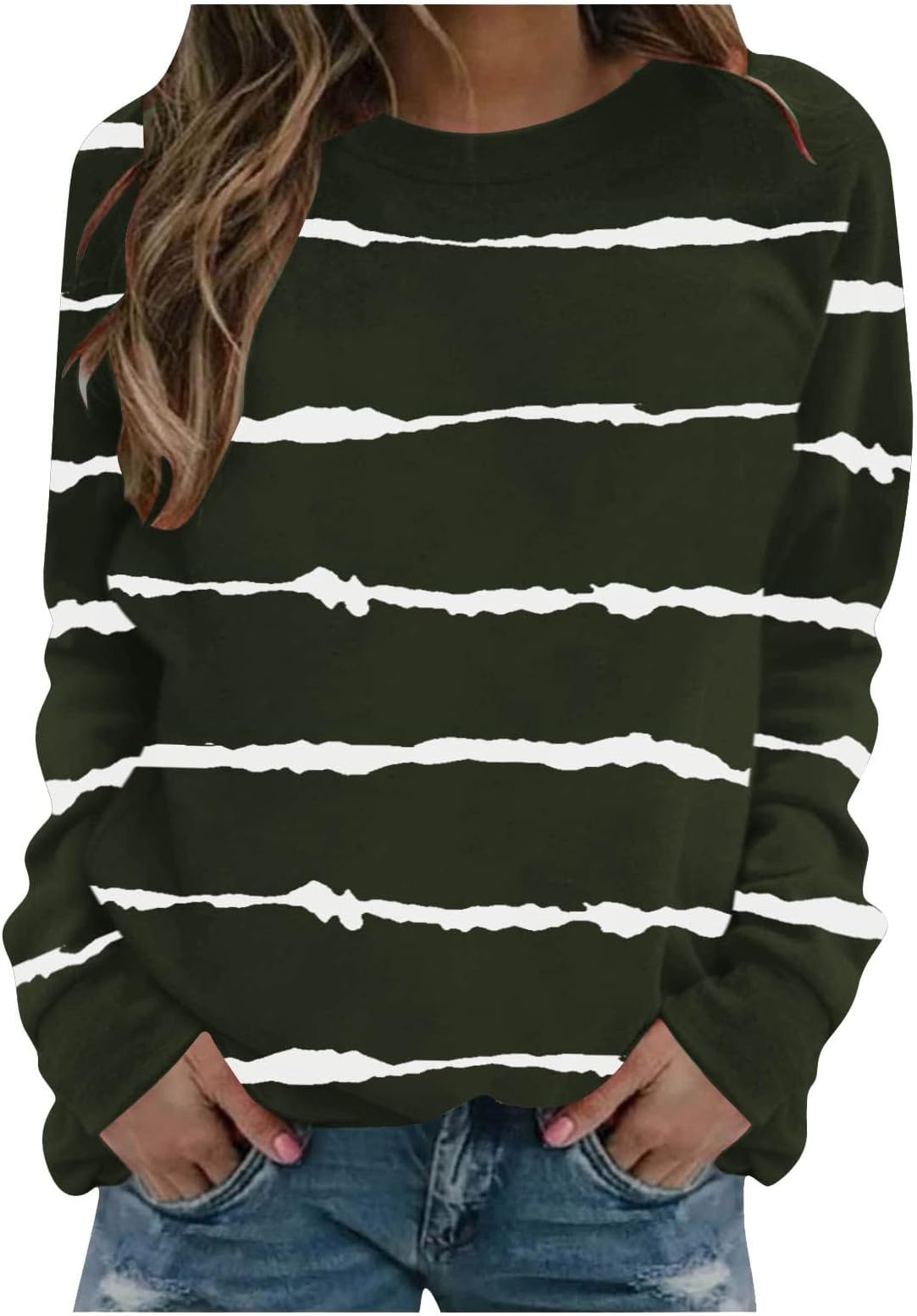 Fall Soft Long Sleeve Pullover Women Party Novelty Plus Size Graphi Round Neck Thick Fit Top Women