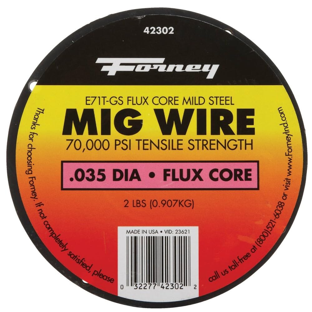 Forney 42302 - Mezcla de alambre de núcleo de flujo, acero templado E71TGS, diámetro de 85 kg, bobina de 2 libras, 42302