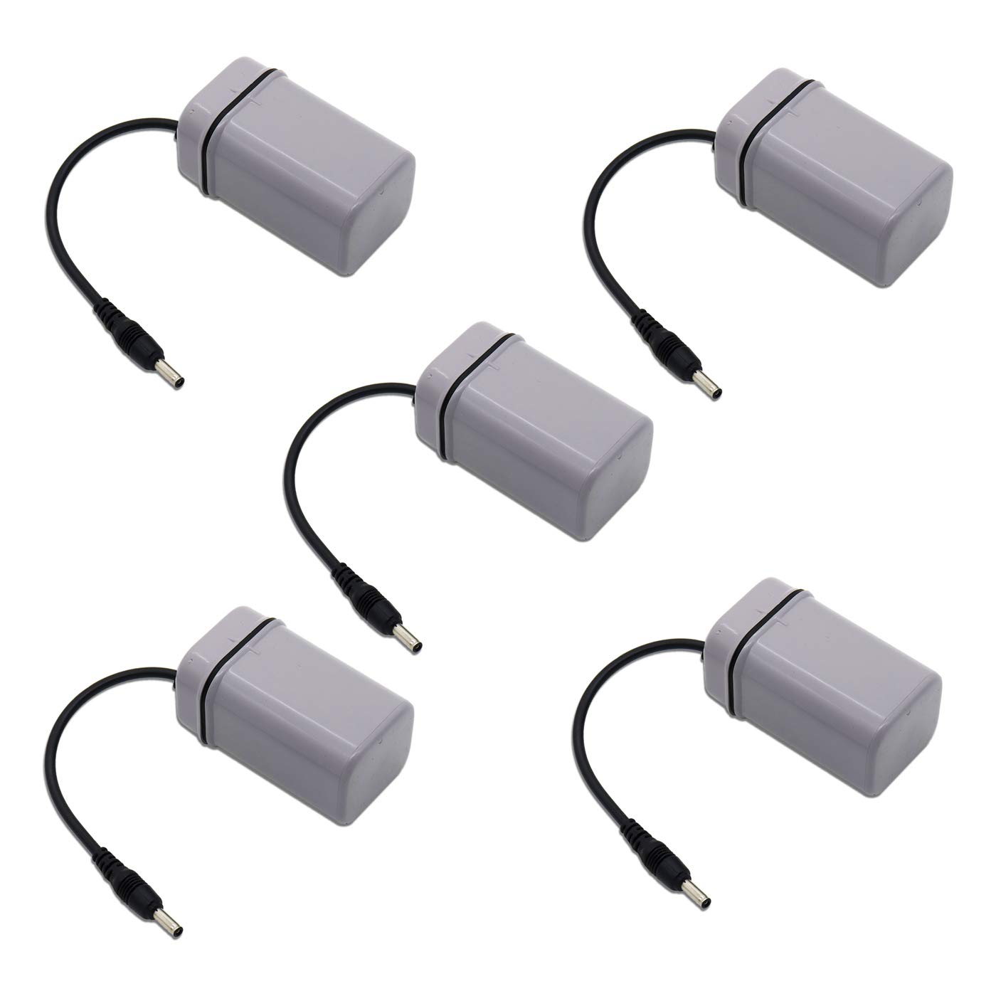 Pack of 5 GREY Waterproof Plastic 4 x 1.5V AA Battery Holder Box with DC Pin-image-48