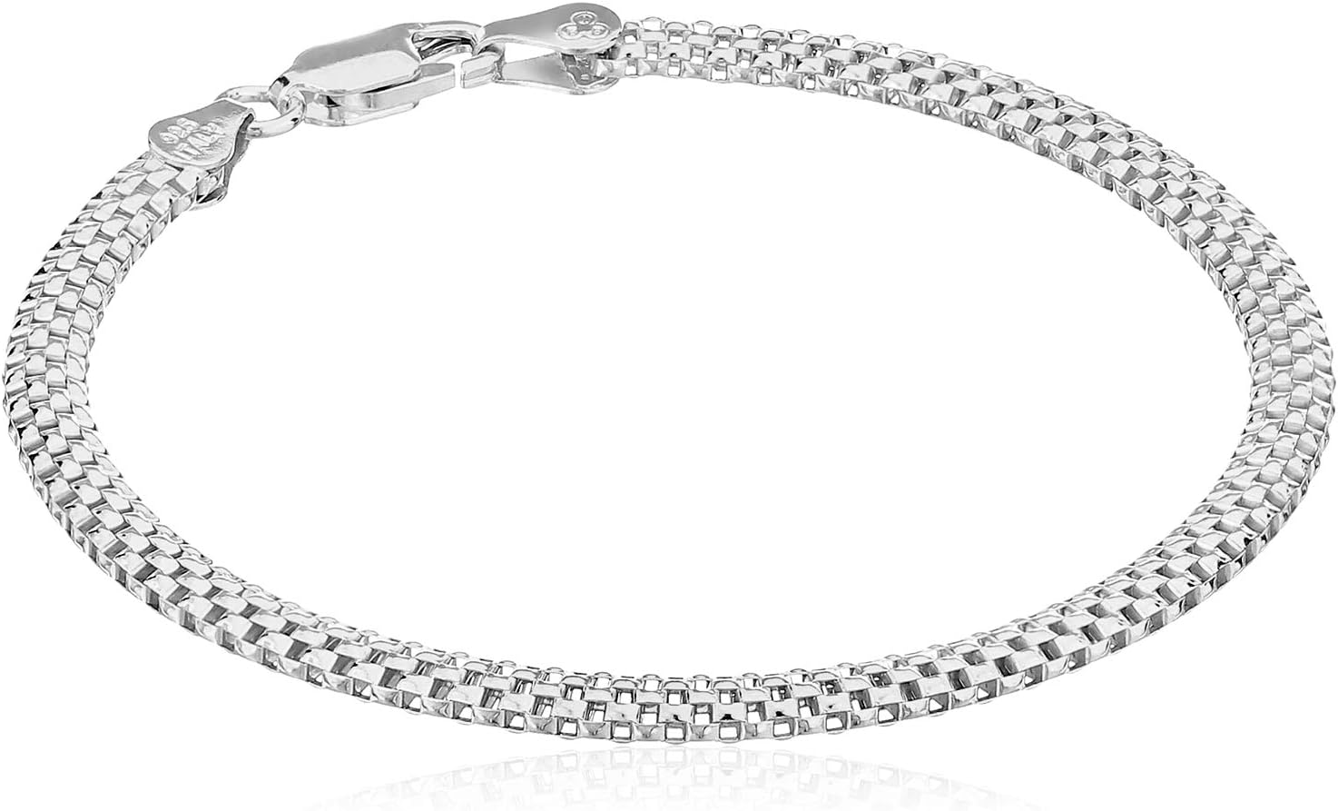 Amazon Essentials Sterling Silver or Gold over Sterling Silver Mesh Chain Bracelet, 7" or 8" , (previously Amazon Collection)