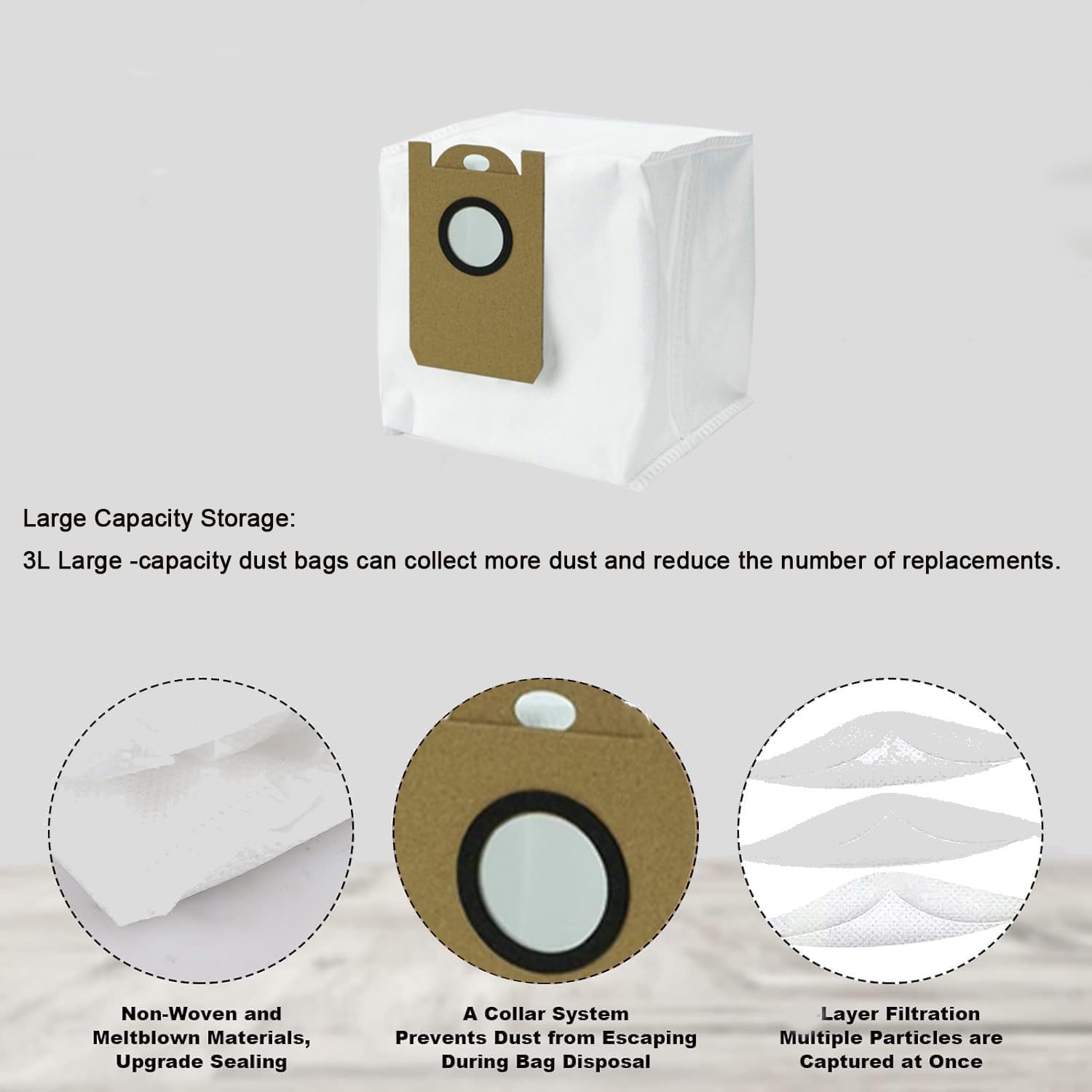 10 Pack Dust Bags fit for Laresar L6 Pro/ L6 Nex,Honiture Q6 Pro, AIRROBO T10+,Neabot NOMO N2,iHome AutoVac Nova S1 Pro Robot Vacuum iHRVS1PRO-3BLK Replacement Accessories Parts