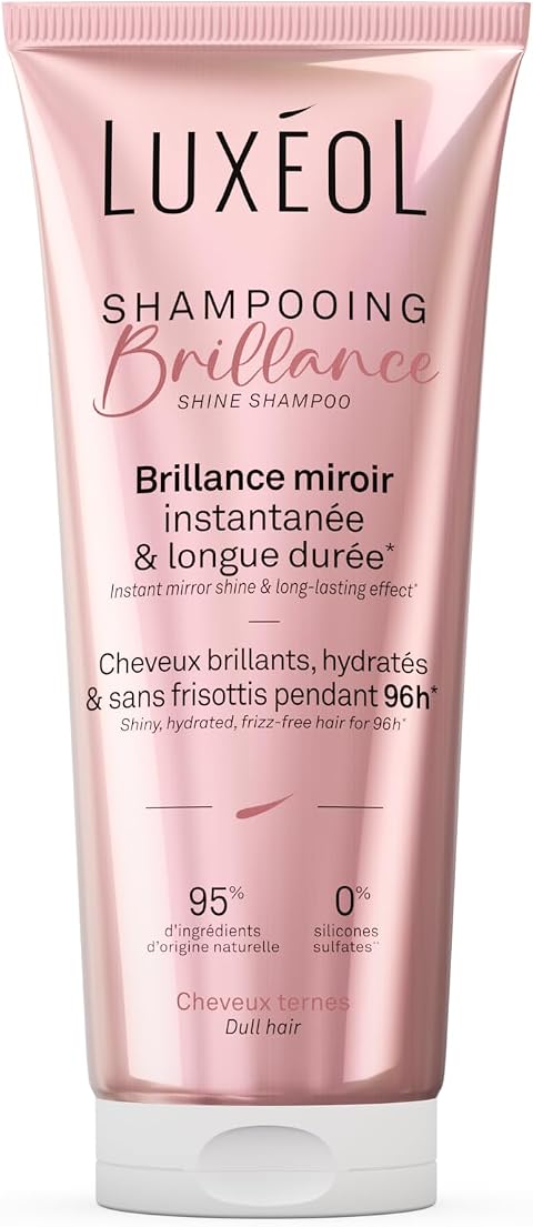 LUXÉOL - Shampooing Brillance - Effet miroir instantané et longue durée* | Cheveux brillants hydratés & sans frisottis pendant 96h* - 95% d'ingrédients d'origine naturelle - Fabriqué en France - 200ml