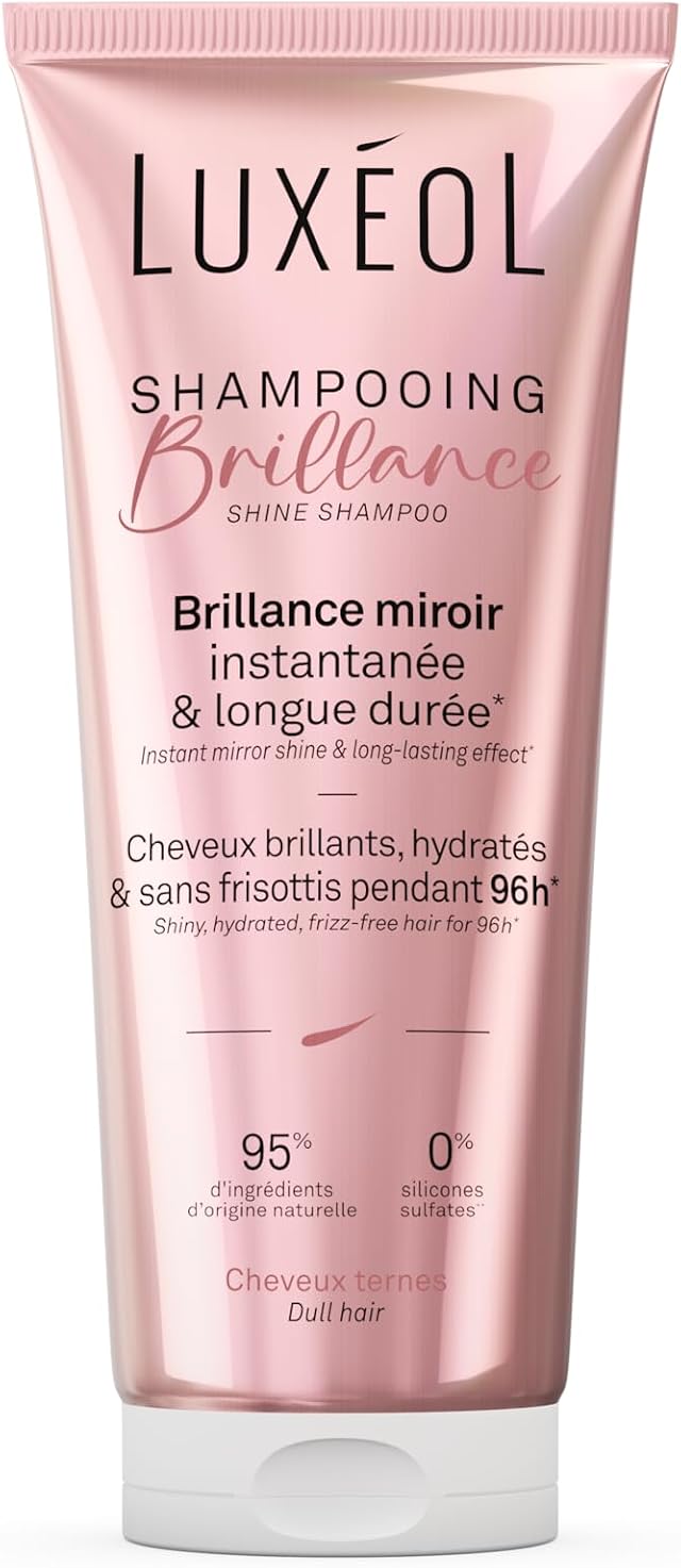 LUXÉOL - Shampooing Brillance - Effet miroir instantané et longue durée* | Cheveux brillants hydratés & sans frisottis pendant 96h* - 95% d'ingrédients d'origine naturelle - Fabriqué en France - 200ml