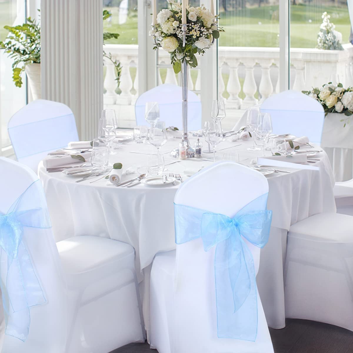 50 Stück Stuhlschärpen Aus Organza – Salbeigrün, 18 X 275 Cm, Für Hochzeit, Party & Events