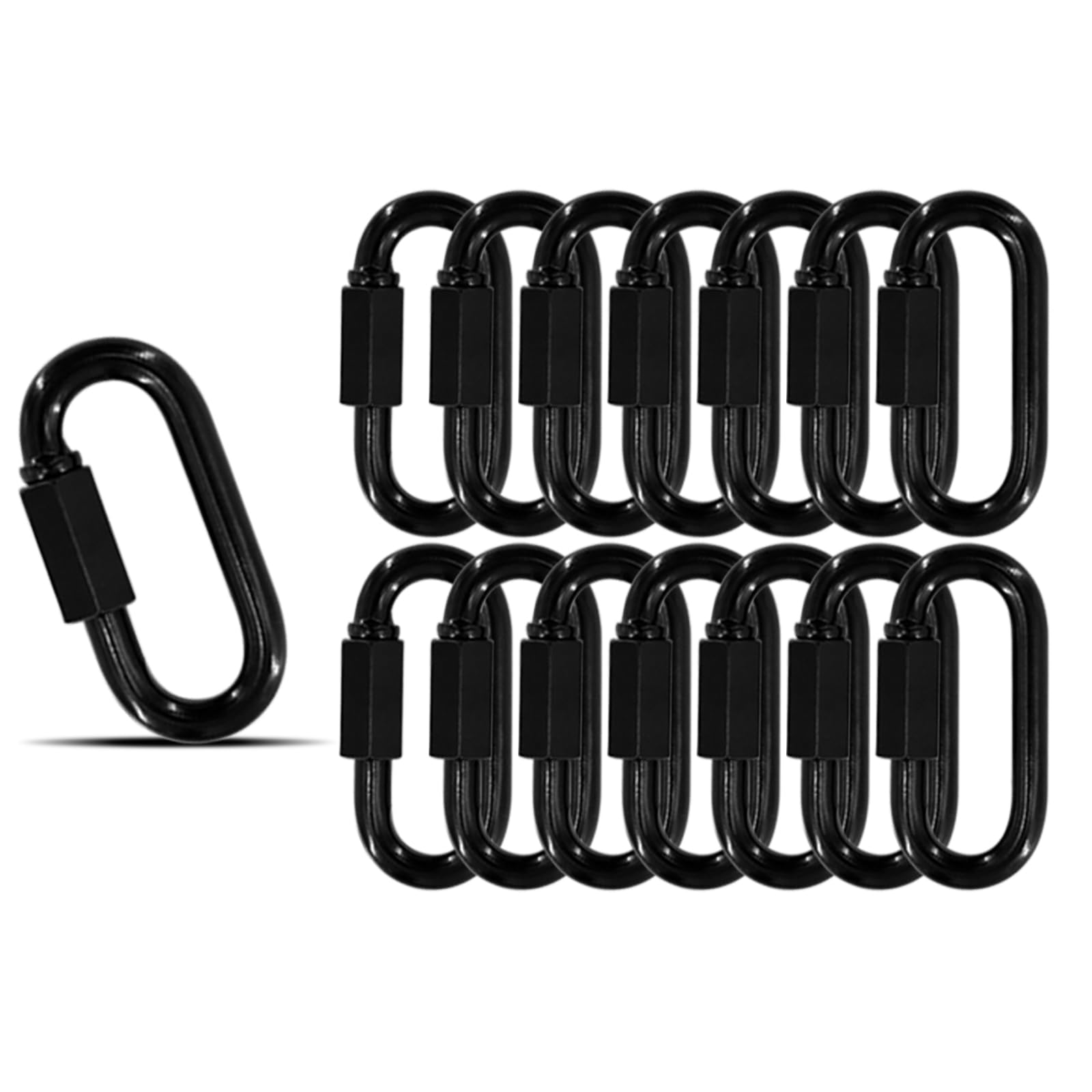 1 97 Chain Quick Links 15Pcs 5 16 Heavy Duty Carabiner 650 LBS Capacity High Strength Anti-Rust Chain