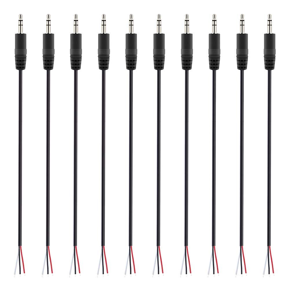 10 Pack Cable Adaptador Jack 3.5mm Macho a Cable Pelado para Audífonos