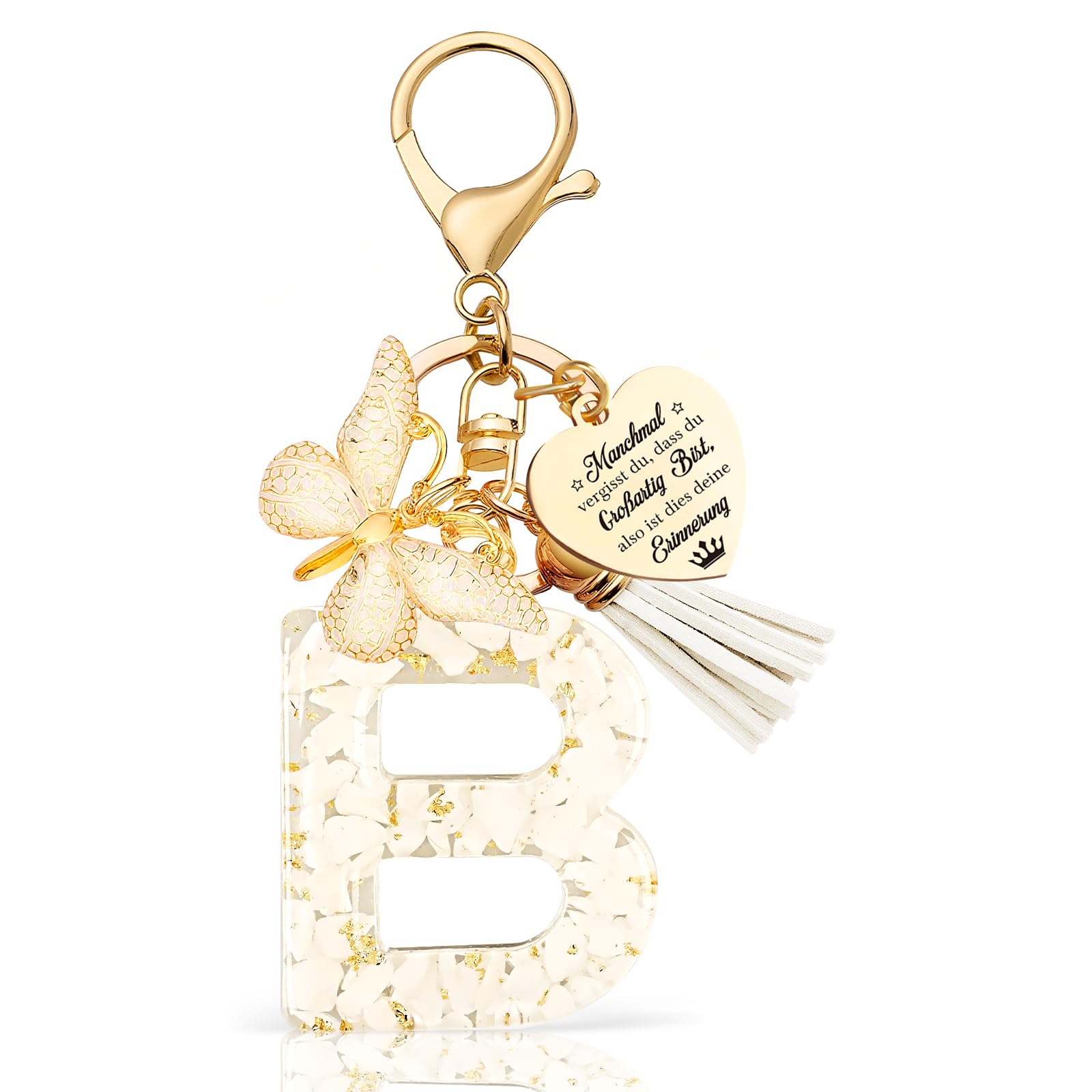 Anruzon Schlüsselanhänger Mädchen Buchstabe - Schlüsselanhänger mit Anfangsbuchstaben Schlüssel Anhänger - Einschulung Geschenk - Keychain Geschenk für Kinder, Mädchen, Frauen