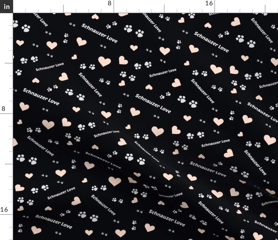 Spoonflower Fabric - Schnauzer Dogs Love Pawprints Schnauzers Animals Cute Puppies Printed on Petal Signature Cotton Fabric by The Yard - Sewing Quilting Apparel Crafts Decor