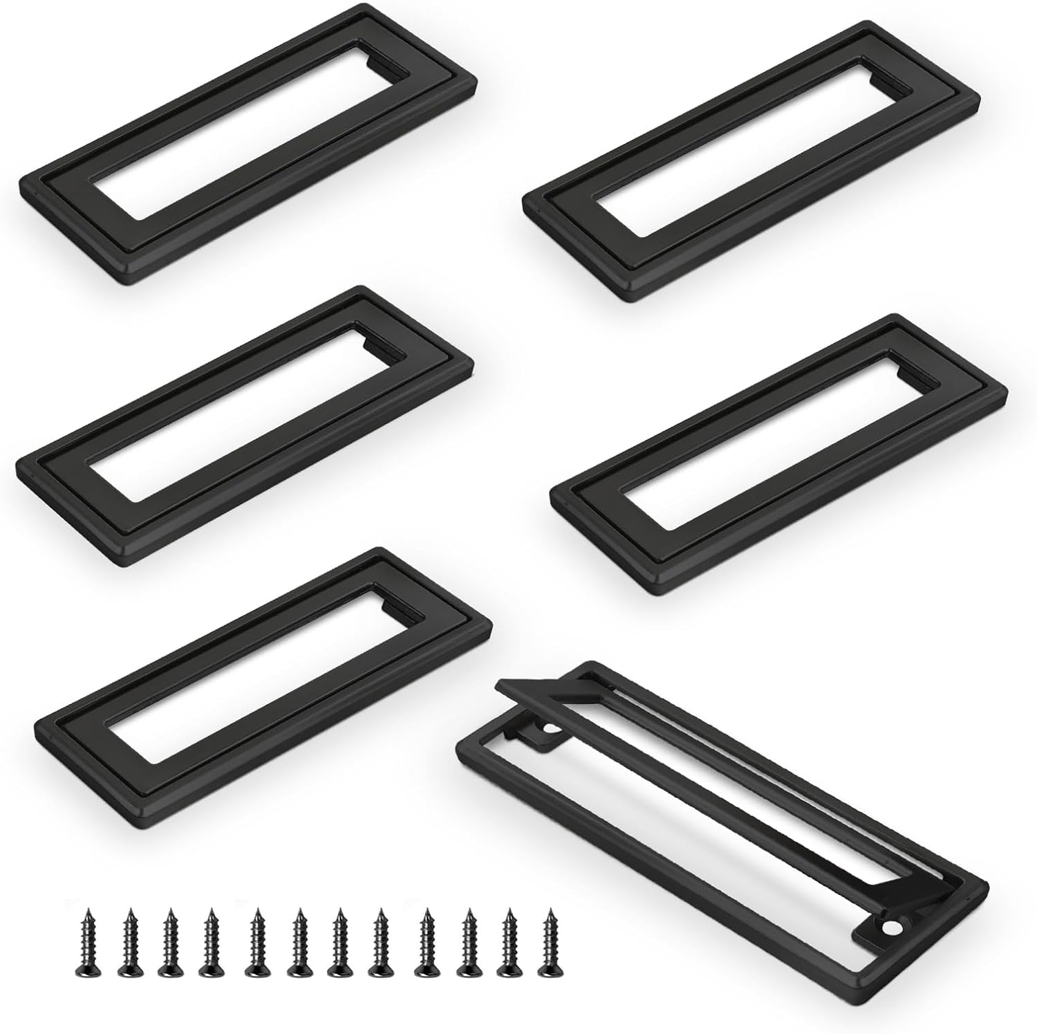 6Pcs Black Square Recessed Flush Door Pull, Handles for Cabinets and Drawers Zinc Alloy, Metal Trap Door Recessed Pull Handles Flat, Square Hatch Pull Handle for Cupboard (Black)