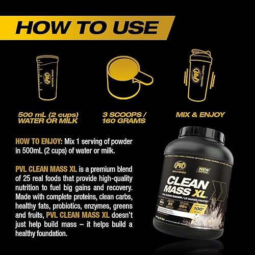 Miniatura 5 de PVL Serie Gold - Clean Mass XL - El ganador de masa muscular limpia - 5 libras - Helado de vainilla