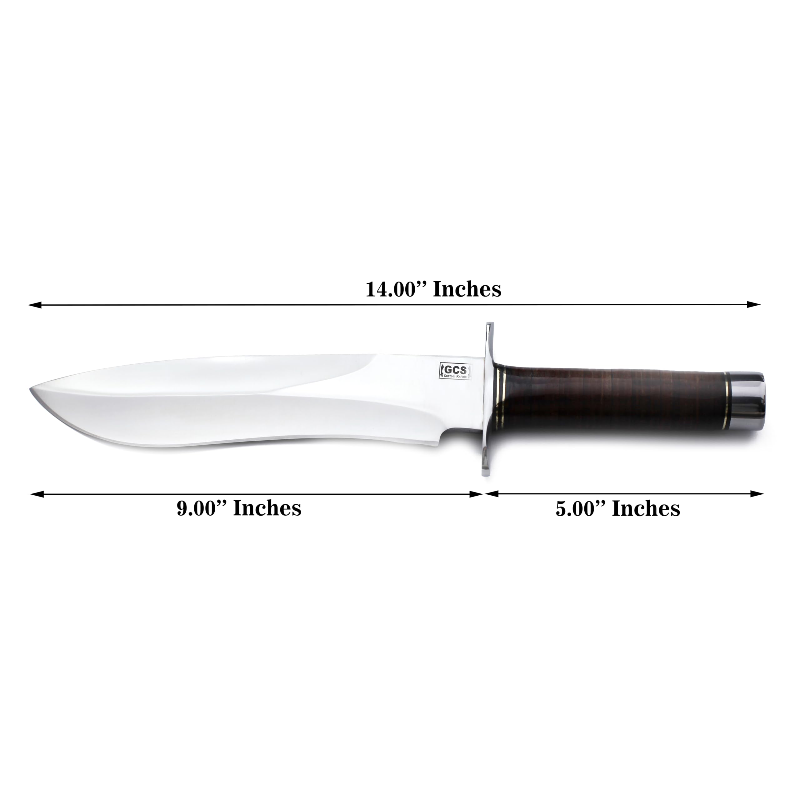 GCS Handmade Full Tang D2 Steel Sasquatch Bowie Knife with Full Tang Stacked Leather Handle and Cow Hide Sheath GCS122