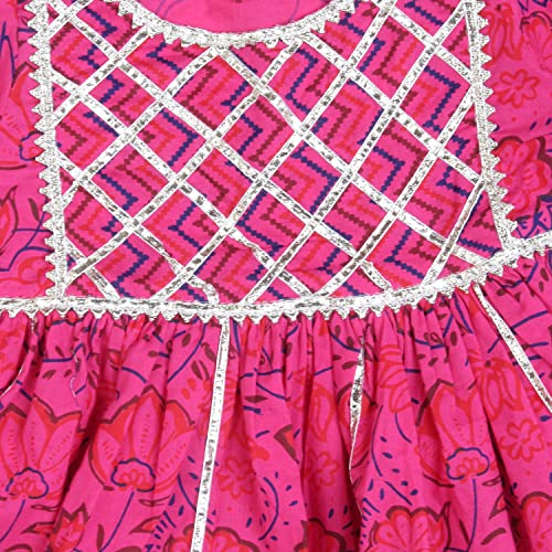 Image of superminis Baby Girl's Cotton Sanganeri /Floral Printed Frock Style Kurti With Printed Sharara Dress Clothing Set