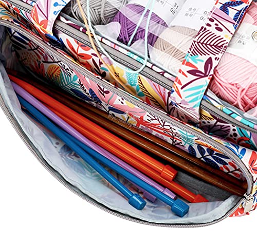 Sac de rangement pour tricot et laine avec poche pour ranger et organiser le fil, la laine, les aiguilles, les crochets (bleu) – vue 5