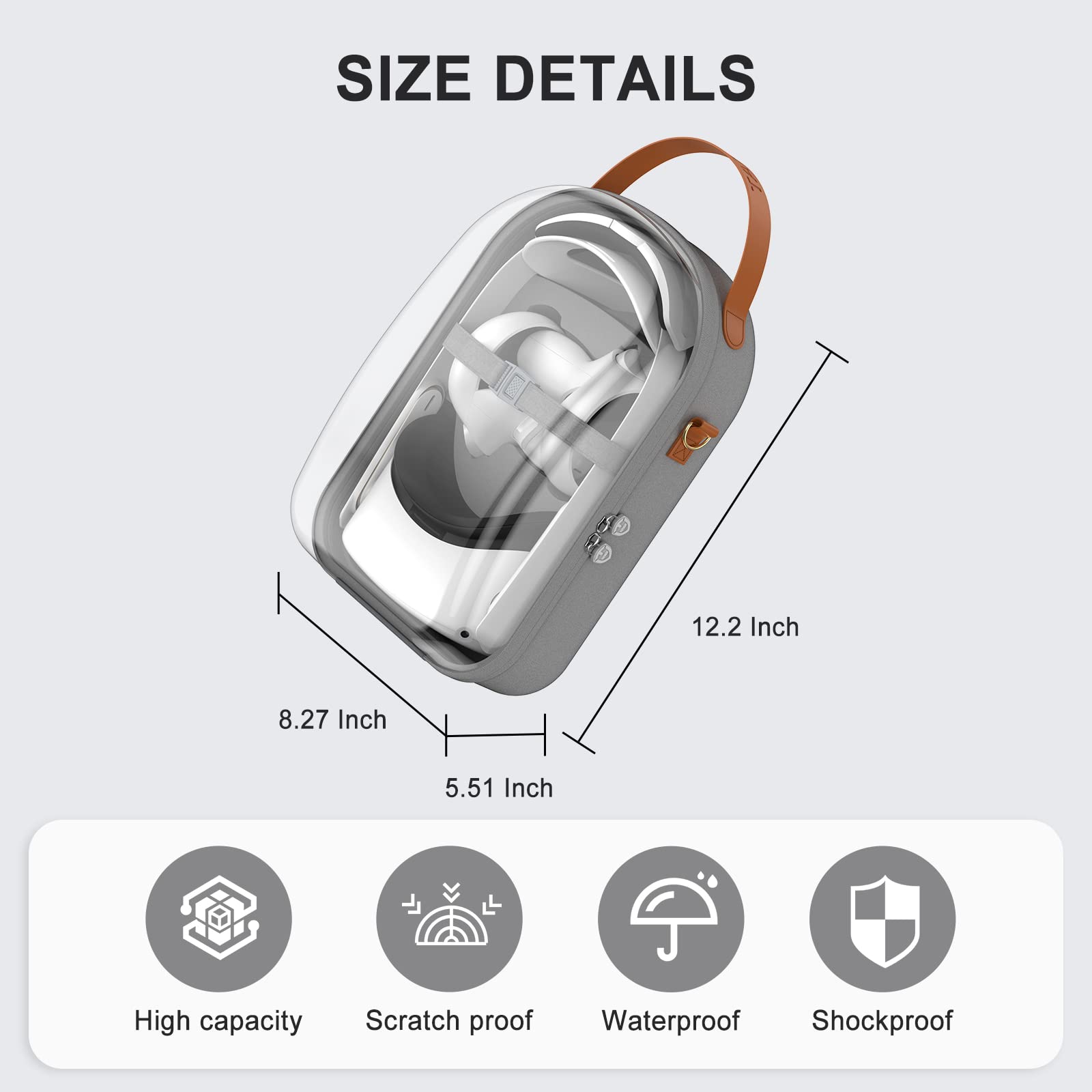 Carrying Case for Quest 2, Hard Travel Case for Oculus Quest 2 VR Headset and Accessories, for Travel and Home Storage - 3