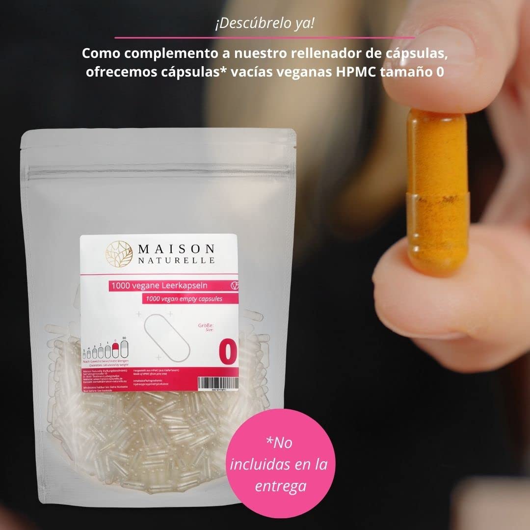 MAISON NATURELLE® Máquina de llenado de cápsulas Talla 0 con instrucciones detalladas – manual relleno de cápsulas encapsuladora manual máquina capsulas 00 encapsuladora manual 00