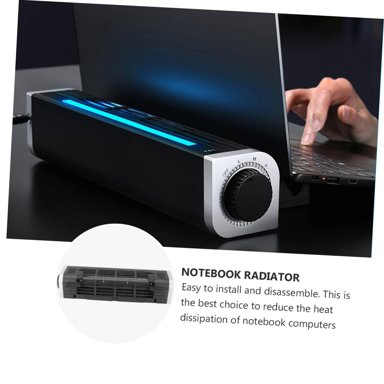 Notebook Cooler Portatile con Silenziosa in Metallo Supporto Regolabile con Raffreddamento USB e Connettori Posteriori Base Raffreddamento Desktop per Laptop Tablet e Smartphone