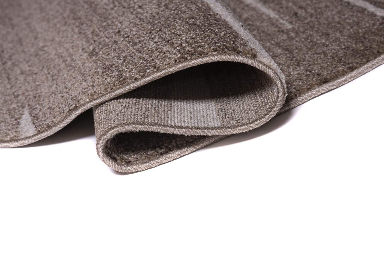 TAPISO Sari dywan okrągły brązowy beżowy nowoczesny paski melanżowy design salon sypialnia Ökotex 150 x 150 cm
