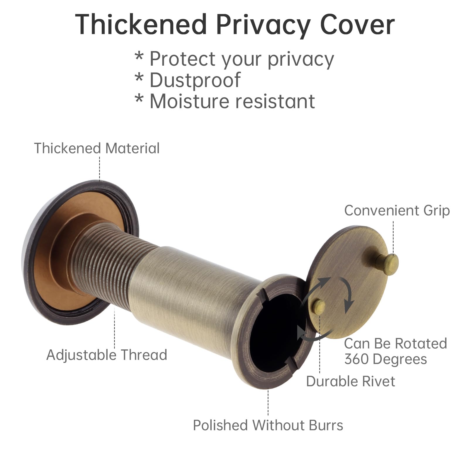HOJLKLD Door Viewer, 16mm Brass Door Peephole with 16mm (5/8") Drill Bit for 35mm to 60mm (1-3/8" to 2-3/8") Doors - Image 4