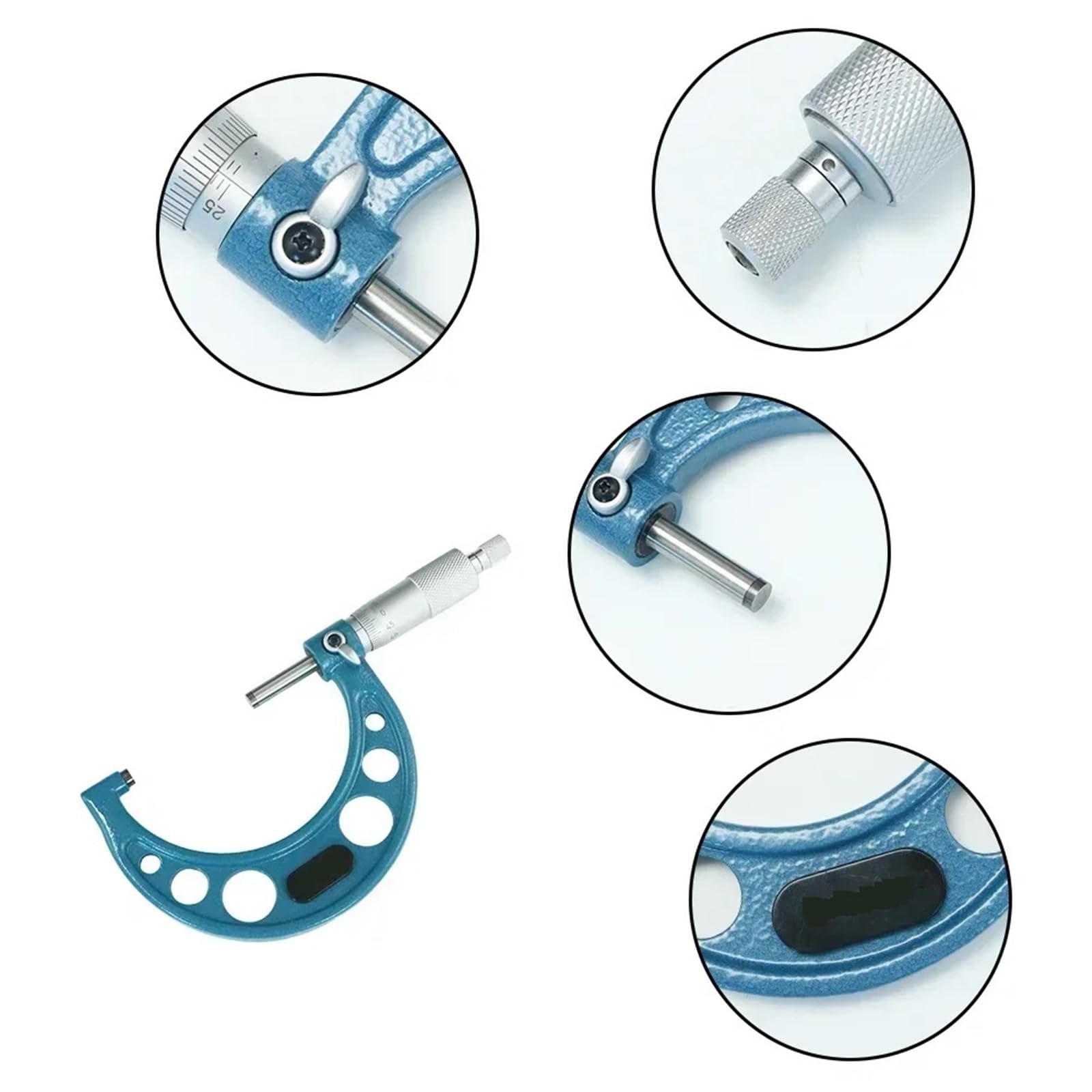 bügelmessschraube 0–100 mm, 4-teilig, Außenmikrometer, 0–25 mm/25–50 mm/50–75 mm/75–100, metrisches Messschieber-Außenmikrometer-Set