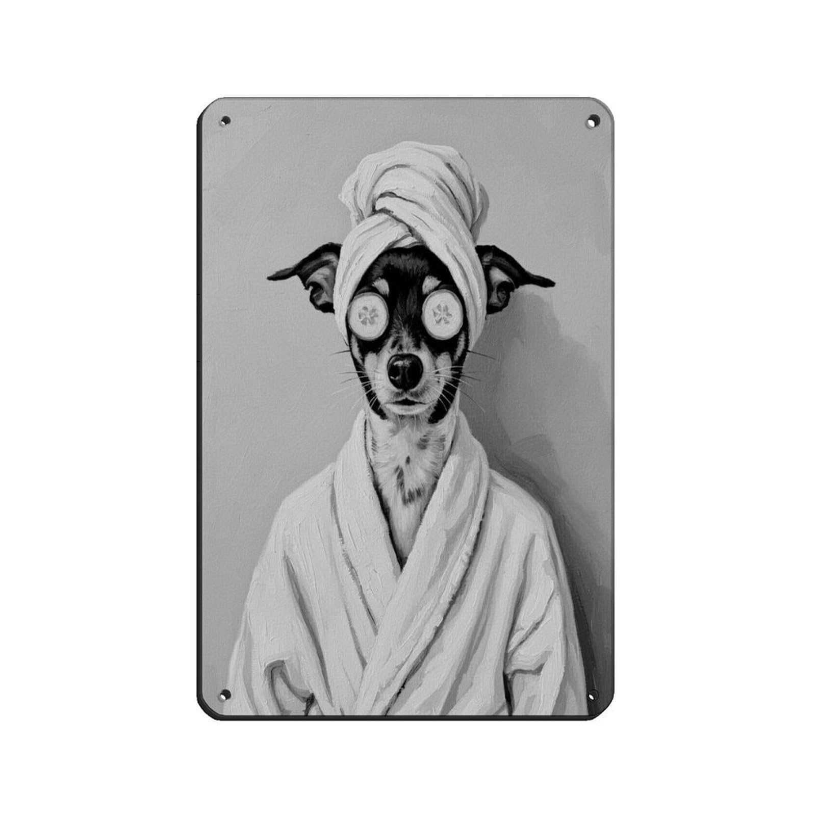 Bathroom Spa Art, Rat Terrier Dog Retro Poster Metal Tin Sign Chic Art Retro Iron Painting Bar People Cave Cafe Family Garage Poster Wall Decoration 8x12inch(20x30cm)