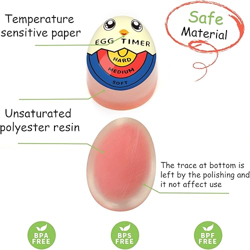 Miniatura 4 de Lasubst Temporizador de huevos que va en agua para hervir huevos, suave y duro, rojo + color