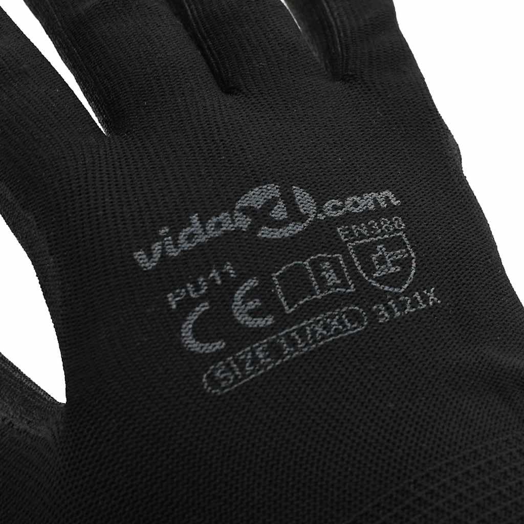 Arbeitshandschuhe 24 Stück Schwarz XXL Polyester rutschfest, abriebfest, vielseitig für Garten, Werkstatt, Industrie, Handwerk, Montage, Logistik und mechanische Aufgaben