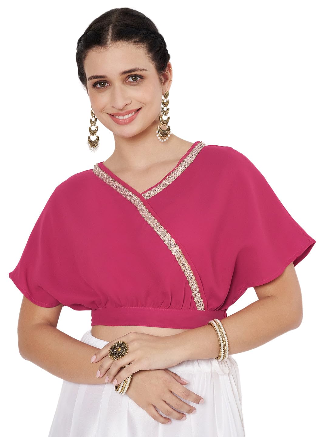 studio rasa Women's Georgette Embellished Readymade Saree Blouse for Wedding Festive Party-picture-11