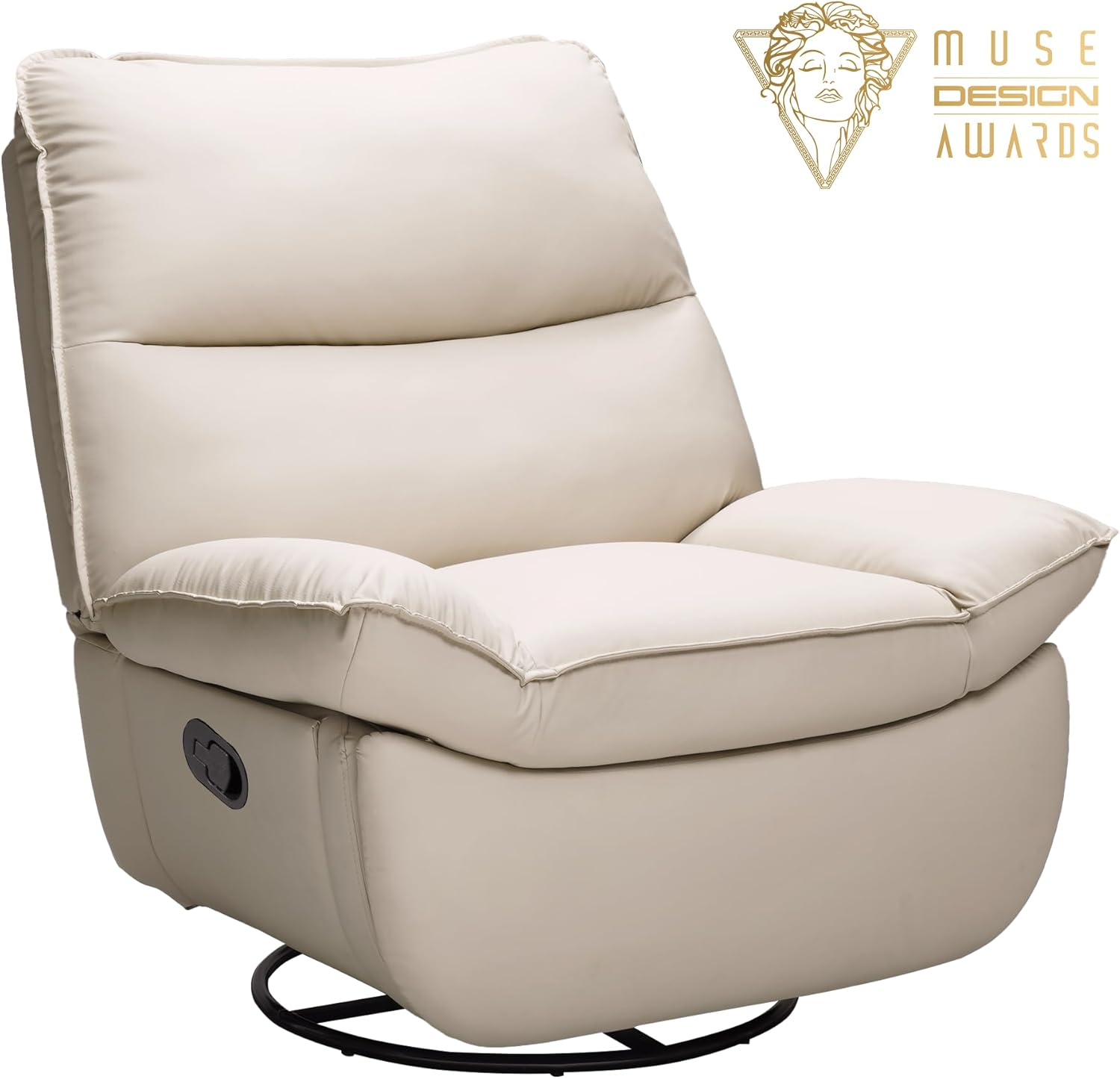 FLEXISPOT XRC7 Swivel Rocker Recliner Chair, 360° Swivel Oversized Armless Recliner Gaming Chair, Award-Winning Design with Premium PU Leather Upholstery for Living Room Gaming Room, Beige Manual Beige Pu