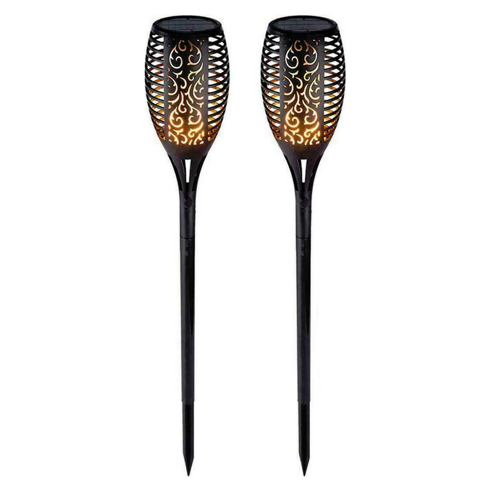 AMOS Solar Powered LED Dancing Flickering Flame Lights Garden Lawn Patio Outdoor Torch Dusk to Dawn Auto On/Off Waterproof Landscape Pathway Lighting Decor (2 Pack)