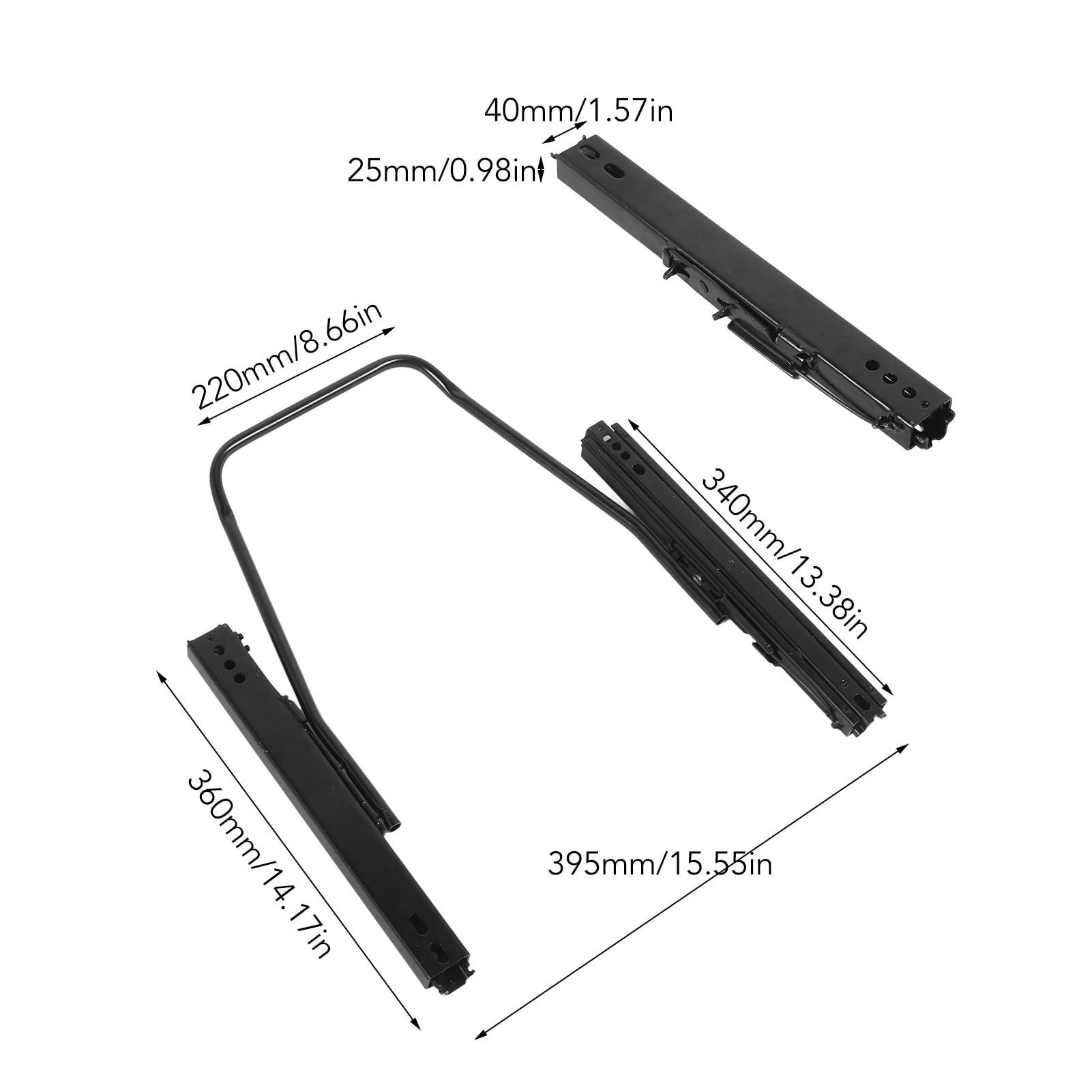 Alomejor Binario di Scorrimento del Sedile Slider del Sedile Universale in Acciaio Laminato a Freddo 340 Mm Supporto per Regolabile Manuale con Doppia Chiusura per Sostituzione e Conversione di