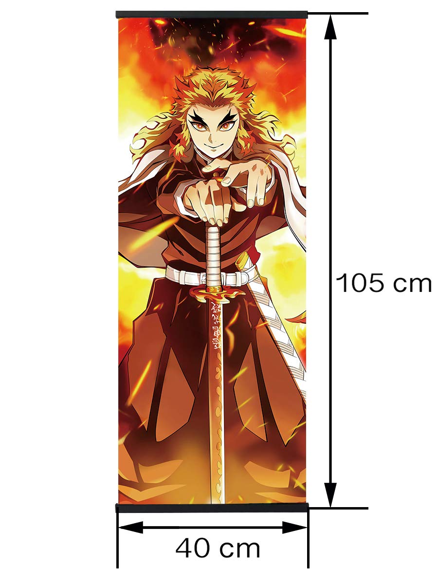 CosplayStudio Kimetsu no Yaiba - Cuadro enrollable de tela, Kakemono 105 x 40 cm, diseño de Kyojuro Rengoku