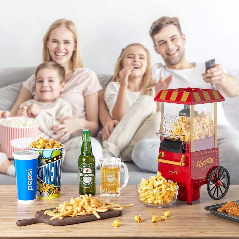 Macchina per Popcorn Macchina per Popcorn da Tavolo elettrica da 1200 W, Macchina per Popcorn ad Aria Calda con misurino, Senza Bisogno di Olio, Approvata FDA ed ETL, Facile da Pulire, Rosso